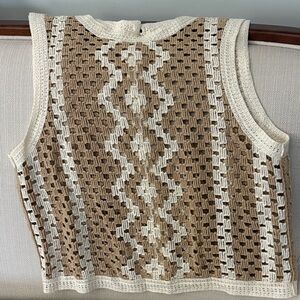 Z Supply Crochet Sweater Vest - Cream and Brown